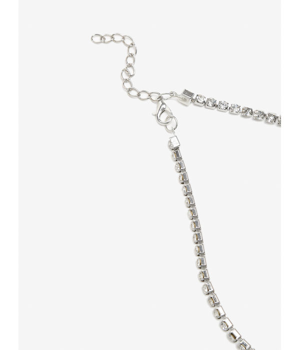 YouBella Silver-Toned & White Silver-Plated Necklace